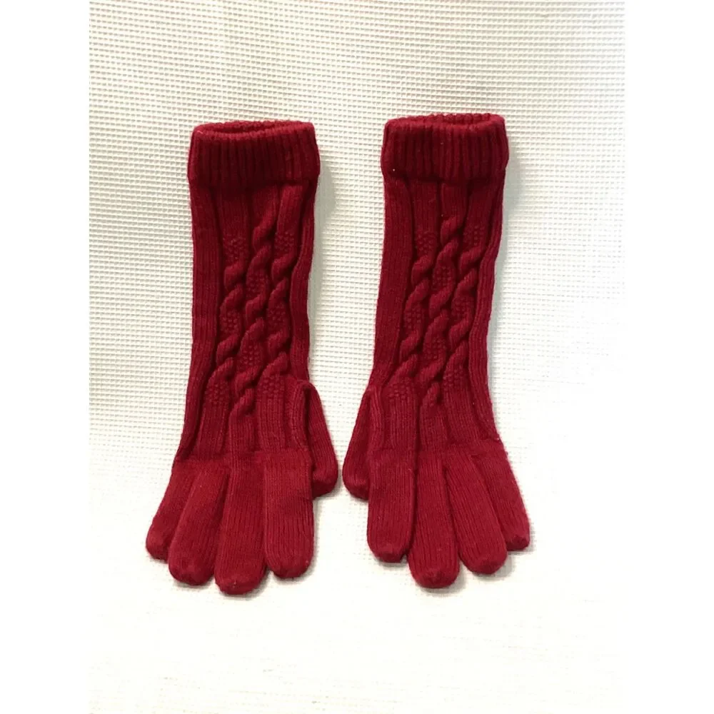Vintage Ladies Berry Cable Knit Long Gloves MEDIUM